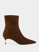 Gucci Brown GG Suede Ankle Boots with Kitten Heel