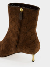 Gucci Brown GG Suede Ankle Boots with Kitten Heel