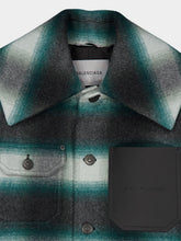 Balenciaga Dark Green and Black Check Cocoon Wool Jacket