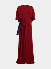Balenciaga Red Draped Viscose Crepe Maxi Dress