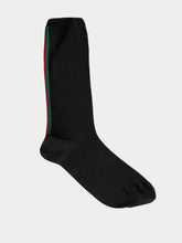 Gucci Black and Dark Green Vertical Weiss Socks