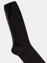 Gucci Black and Dark Green Vertical Weiss Socks