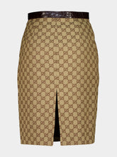 Gucci Camel and Dark Brown GG Cotton Canvas Midi Skirt