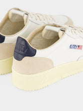 Autry White and Blue Medalist Leather Sneakers