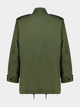 Auralee Olive Brushed Silk-Linen Padded Military Jacket