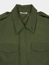 Auralee Olive Brushed Silk-Linen Padded Military Jacket
