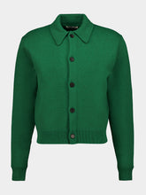 Auralee Green Super Fine Wool Knit Shirt Cardigan