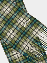 Auralee Moss Green Check Cashmere Long Stole