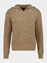 Auralee Top Brown Wool Tweed Half-Zip Jumper