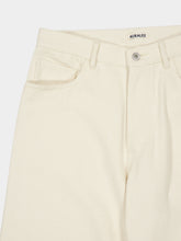 Auralee Ivory White Silk Nep Denim Wide-Leg Trousers