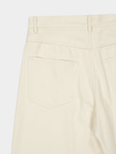 Auralee Ivory White Silk Nep Denim Wide-Leg Trousers
