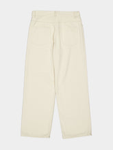 Auralee Ivory White Silk Nep Denim Wide-Leg Trousers