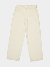 Auralee Ivory White Silk Nep Denim Wide-Leg Trousers