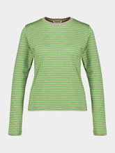Auralee Green Striped Wool Long-Sleeve T-Shirt