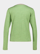 Auralee Green Striped Wool Long-Sleeve T-Shirt