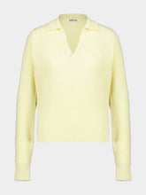 Auralee Light Yellow Sheer Alpaca Polo Top