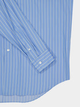 Auralee Sax Blue Striped Cotton and Silk Shirt