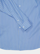 Auralee Sax Blue Striped Cotton Button-Up Shirt
