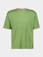 Auralee Green Striped Merino Wool T-Shirt