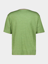 Auralee Green Striped Merino Wool T-Shirt
