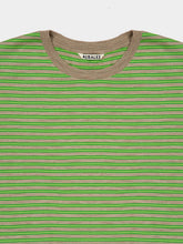 Auralee Green Striped Merino Wool T-Shirt