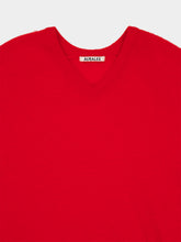 Auralee Red Baby Suri Alpaca V-Neck Jumper