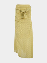 Auralee Mustard Gingham Strapless Cotton Dress