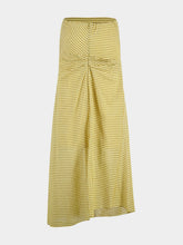 Auralee Mustard Gingham Strapless Cotton Dress