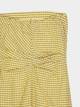 Auralee Mustard Gingham Strapless Cotton Dress
