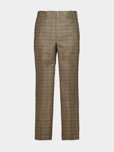 Auralee Dark Brown Check Silk Linen Trousers