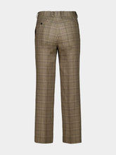 Auralee Dark Brown Check Silk Linen Trousers