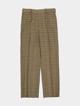 Auralee Dark Brown Check Silk Linen Trousers