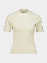 Auralee Ivory Organic Cotton Fine Rib T-Shirt