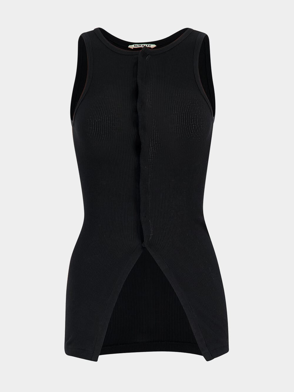 Auralee Black Organic Soft Rib Tank | Fashion Clinic