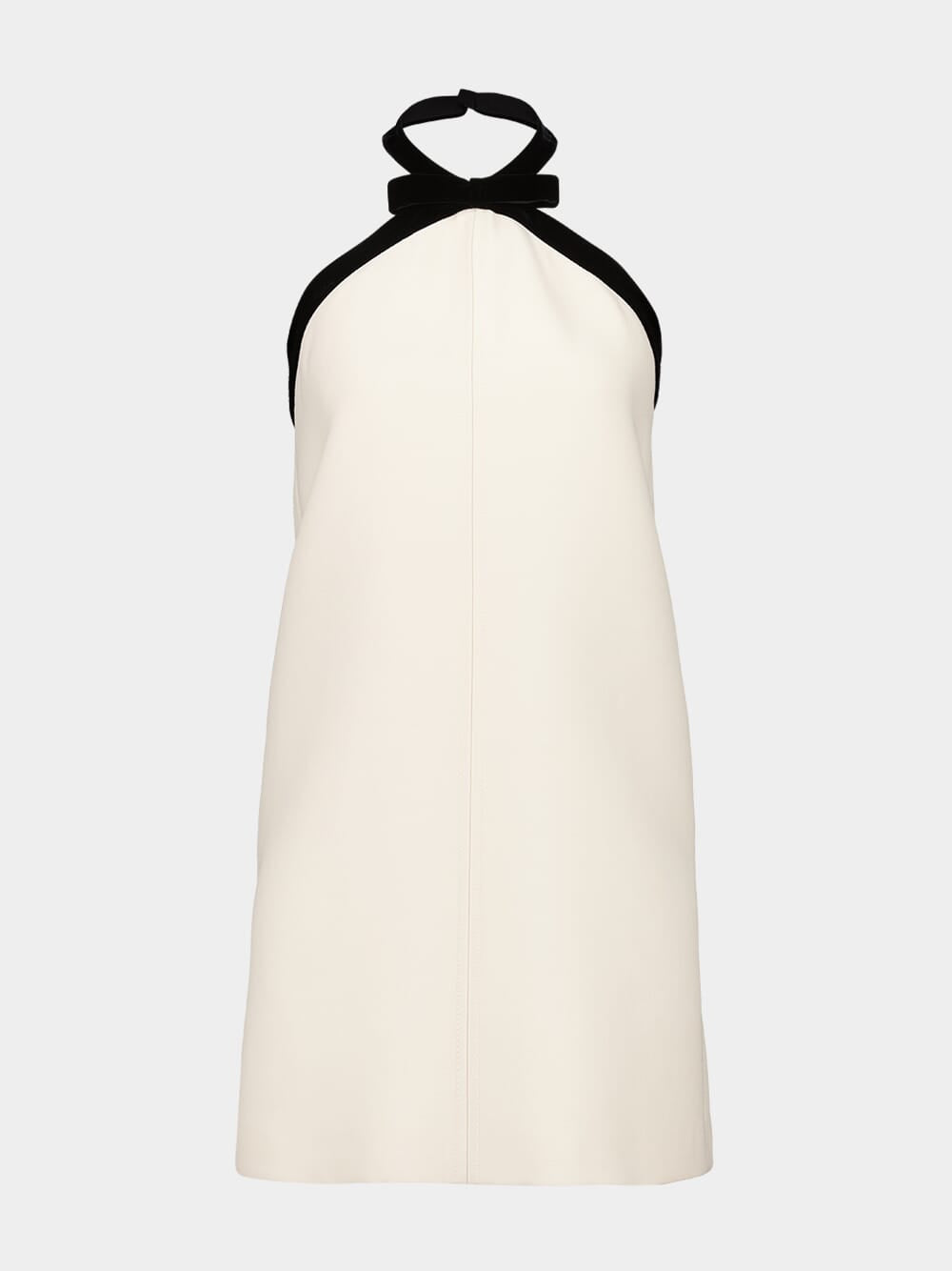 Ecru Mini Cocktail Dress with Halter Neck