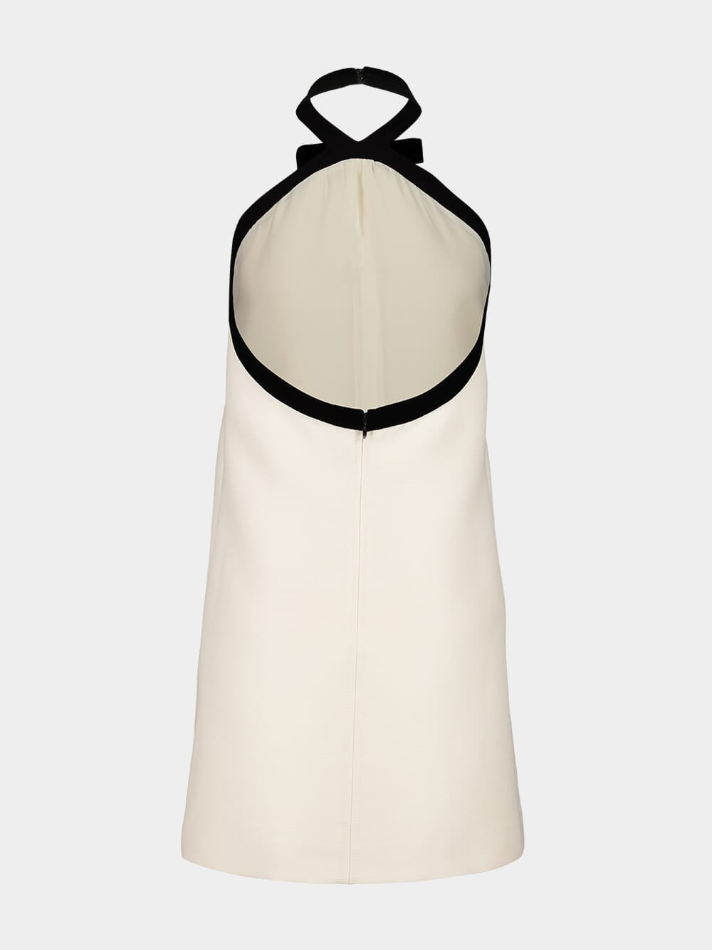 Ecru Mini Cocktail Dress with Halter Neck