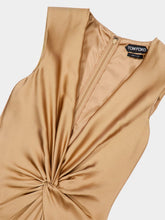 Tom Ford Golden Brown Deep V-Neck Twist Front Silk Evening Dress