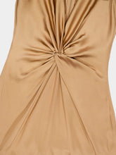 Tom Ford Golden Brown Deep V-Neck Twist Front Silk Evening Dress