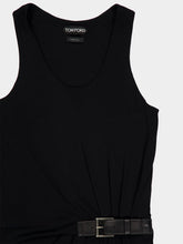 Tom Ford Black Tank Dress with Leather Buckle Detail