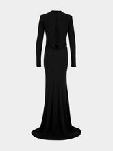 Tom Ford Black Maxi Long Sleeve Crepe Jersey Dress