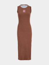 Marni Tobacco Brown Ribbed Cotton Midi Dress