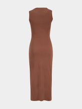 Marni Tobacco Brown Ribbed Cotton Midi Dress