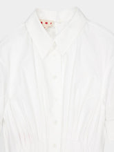 Marni White Gathered Poplin Shirt Dress