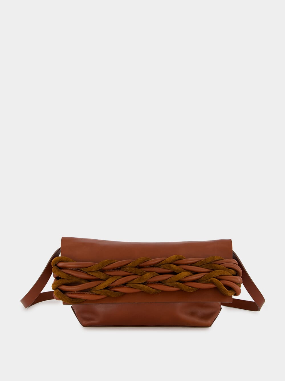 Medium Braided Leather Bag in Brown