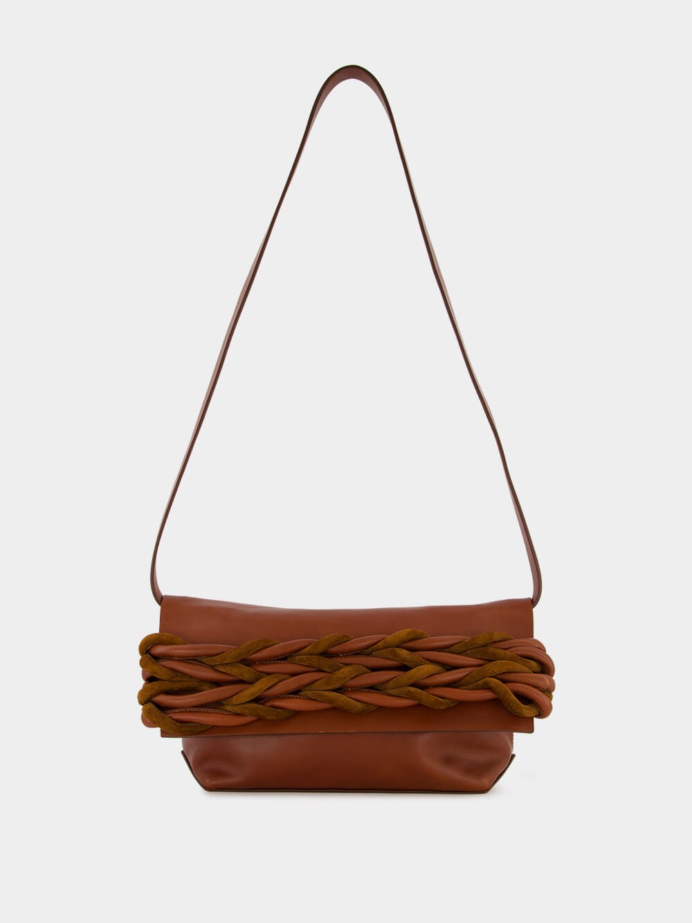 Medium Braided Leather Bag in Brown