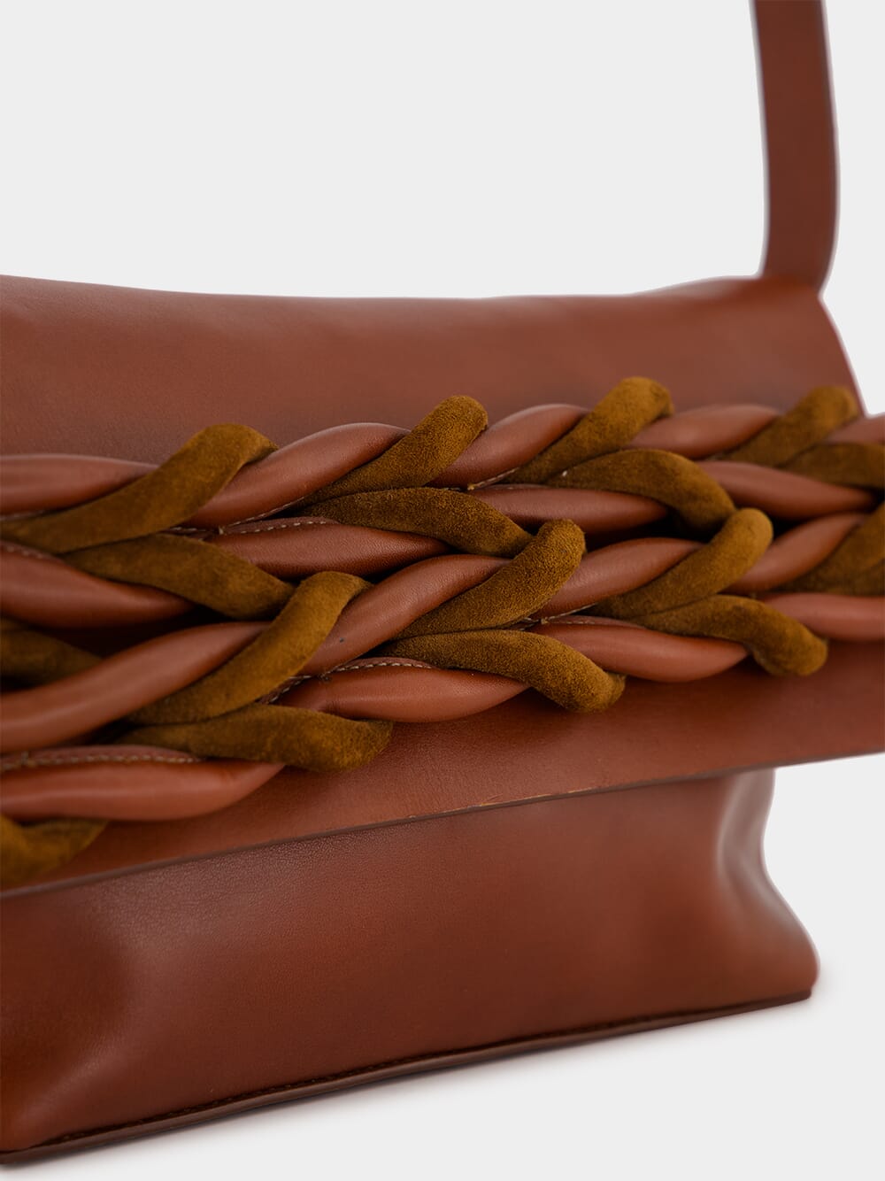 Medium Braided Leather Bag in Brown