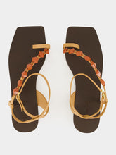 Johanna Ortiz Sand and Iconic Black Dazzling Crest Sandals