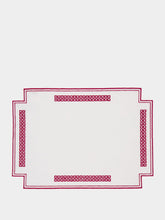 Borgo Delle Tovaglie Erica Antistain Linen Horizontal Placemat in Ivory and Red