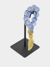 Studio Julia Atlas Light Blue and Bronze Prayer Bead Artwork