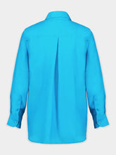 Paula Ametista Blue Silk Satin Matte Shirt